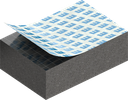 Zellgummi 10 x 20 mm, EPDM schwarz dehnungsfrei und selbstklebende Montagehilfe