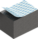 Zellgummi 20 x 20 mm, EPDM schwarz dehnungsfrei und selbstklebende Montagehilfe