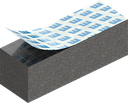 Zellgummi 10 x 10 mm, CR schwarz dehnungsfrei und selbstklebende Montagehilfe