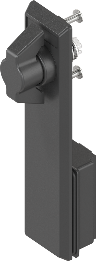Sleutelschild met knevelknop zonder slot, polyamide zwart en GD-Zn (Zamak) zwart gepoedercoat