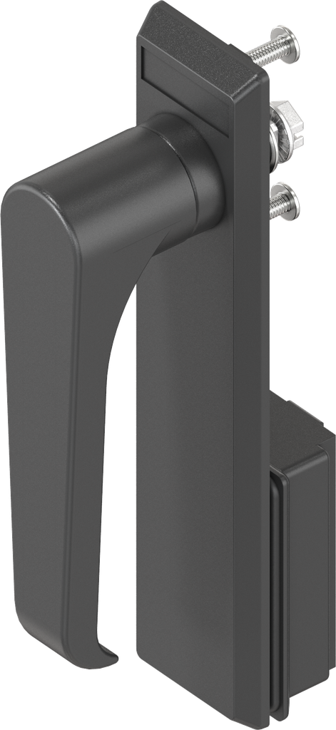 Sleutelschild met L-greep zonder slot, polyamide zwart en GD-Zn (Zamak) zwart gepoedercoat