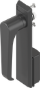 Sleutelschild met L-greep zonder slot, polyamide zwart en GD-Zn (Zamak) zwart gepoedercoat