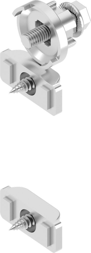 Material de fijación puente, adaptador y tornillos para maneta giratoria con lengüeta, acero inoxidable AISI 316