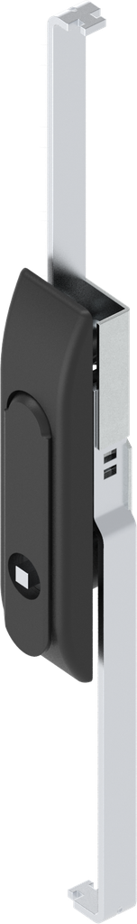 Swinghandle with rods with insert square 6, Polyamide and zinc die black powder-coated