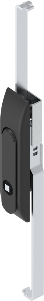 poignée escamotable avec crémones avec rotor carré 7, polyamide et zamak époxy noir