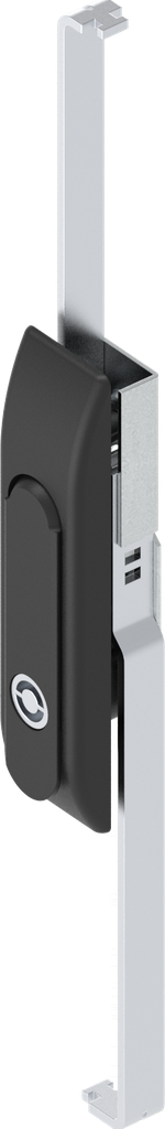 Maniglia girevole con aste per serratura con inserto Daimler Benz, poliammide e zama nero verniciato a polvere