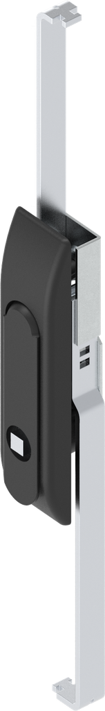 poignée escamotable avec crémones avec rotor carré 8, zamak époxy noir