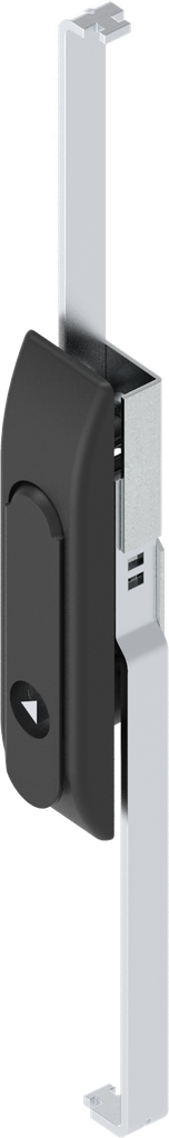 Zwenkgreep met sluitstangen met bediening driekant 6,5 CNOMO, Zamak zwart gepoedercoat