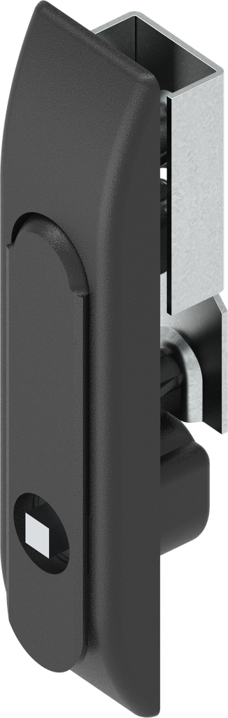 Zwenkgreep voor sluitstangen met bediening vierkant 7, polyamide en GD-Zn (Zamak) zwart gepoedercoat