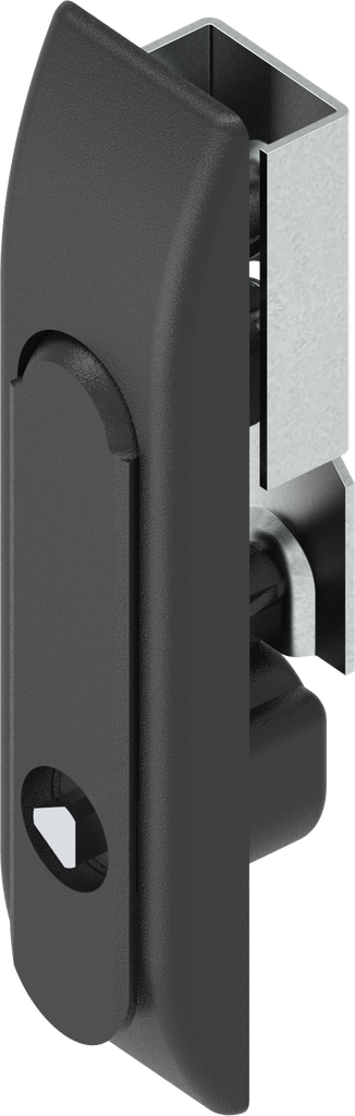 Zwenkgreep voor sluitstangen met bediening driekant 8, polyamide en GD-Zn (Zamak) zwart gepoedercoat