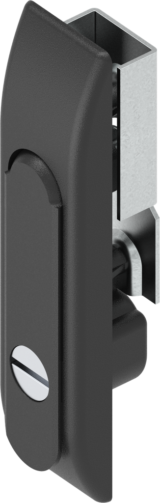 Zwenkgreep voor sluitstangen met bediening sleuf 2x4, polyamide en GD-Zn (Zamak) zwart gepoedercoat