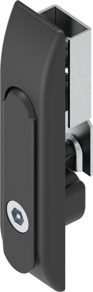 poignée escamotable pour crémones avec rotor 6 pans creux SW 8 à téton, polyamide et zamak époxy noir