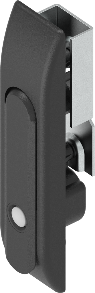 poignée escamotable pour crémones avec bouton-poussoir, zamak époxy noir