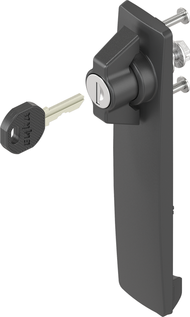 capotage long avec papillon clé EK 333, polyamide noir et zamak époxy noir