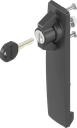 capotage long avec papillon clé EK 333, polyamide noir et zamak époxy noir