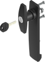 capotage long avec poignée en T clé différente, polyamide noir et zamak époxy noir