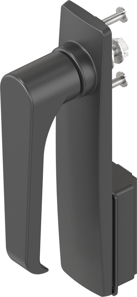 capotage long avec poignée bec de cane sans clé, polyamide noir et zamak époxy noir