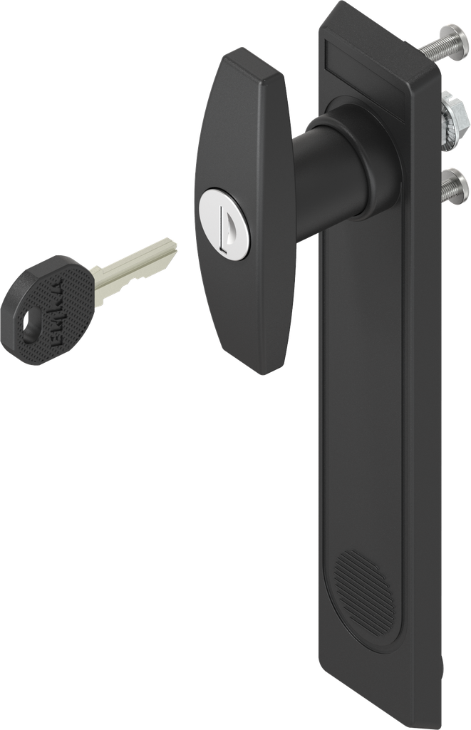 capotage 2153 avec poignée en T clé différente, polyamide noir et zamak époxy noir