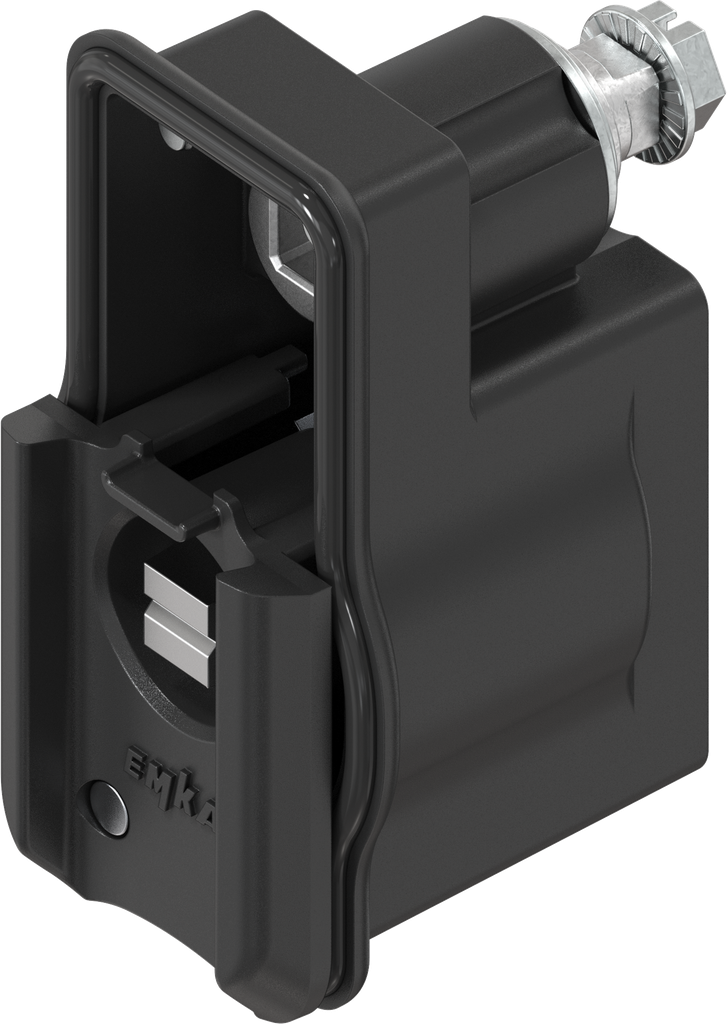 Módulo izquierda con inserto ferrocarril, zamak recubierto de polvo negro para uso en exteriores