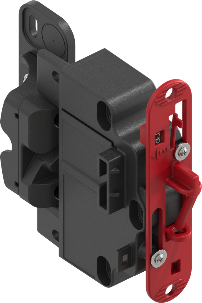 ePush Lock, chiusura a pressione elettromeccanico bloccaggio a pressione con apertura di emergenza per sistema centralizzato di chiusura e propulsore per l'apertura di emergenza, poliammide GF nero