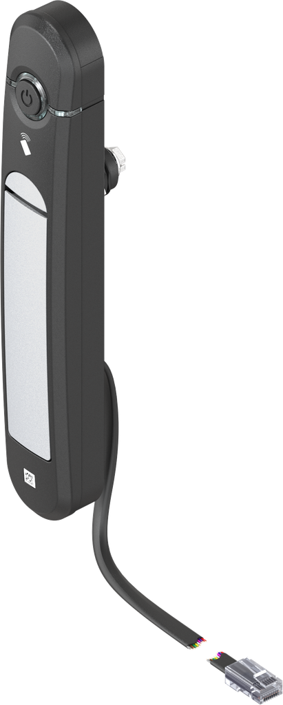 Maniglia girevole Agent E Wired con lettore di schede RFID a 13,56 MHz, zama alluminio brillante verniciato a polvere e poliammide GF nero