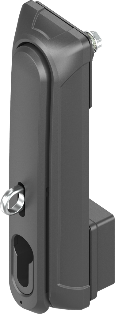Maniglia girevole "lunga" per lucchetto con modulo per profilo mezzo-cilindro 40 mm (A = 30 mm), poliammide GF nero