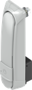 Maniglia girevole "lunga" con RC2 per profilo mezzo-cilindro 40 mm (A = 30 mm) con posizione supplementare del nottolino a 30°, zama grigio verniciato a polvere RAL 7038 e verniciatura antigraffiti