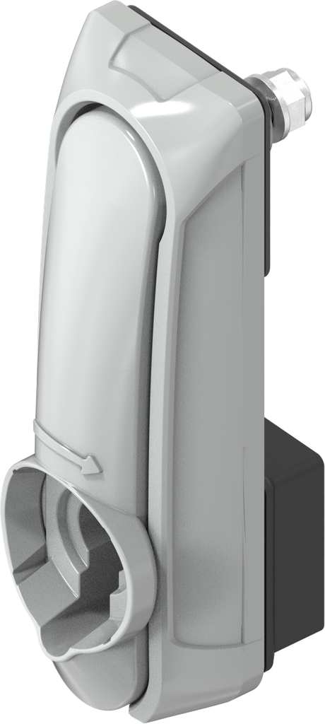 Schwenkgriff "kurz" mit RC2 für iLOQ Profil-Halbzylinder, GD-Zn grau gepulvert RAL 7038