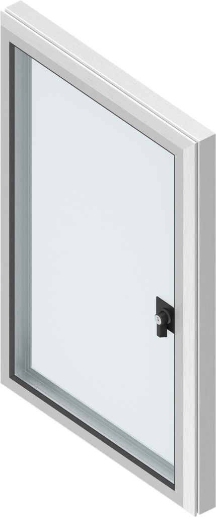 finestra in alluminio con cornice di 30 mm con chiusura 1/4 di giro con presa a farfalla frontale chiave 2233X, alluminio anodizzato
