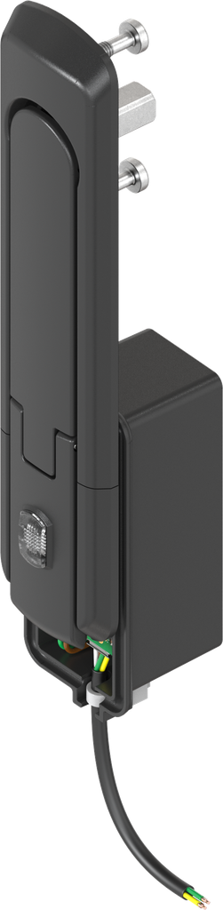 Maniglia girevole sottile con funzionamento elettromeccanico, zama nero verniciato a polvere