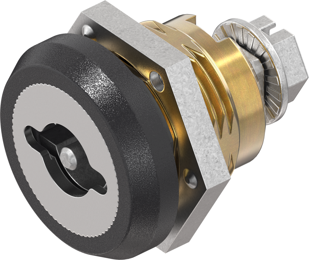 Chiusura 1/4 di giro di sicurezza doppia aletta 3 versione destra, ottone e zama nero verniciato a polvere