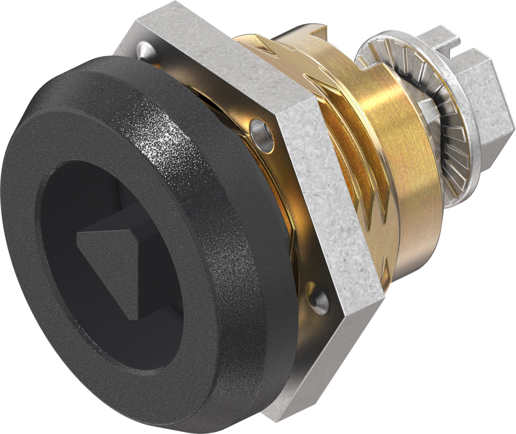 quart de tour de sécurité triangle 7, laiton et zamak chromé