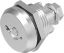 Chiusura 1/4 di giro di sicurezza doppia aletta 5 versione sinistra con copriforo antipolvere, acciaio inox AISI 303