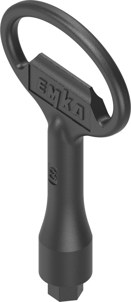 Llave para inserto hexágono interior SW 8 con pasador, zamak recubierto de polvo negro