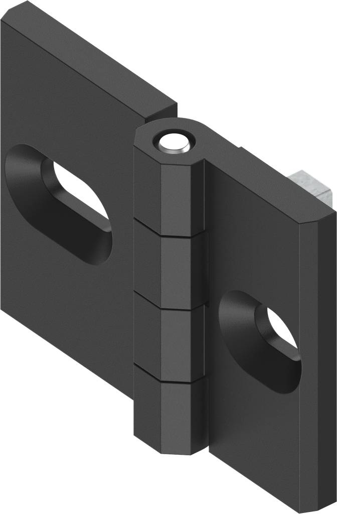 Bisagra para perfiles de aluminio 180°, zamak recubierto de polvo negro