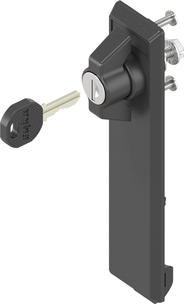 capotage avec papillon clé EK 333, polyamide noir et zamak époxy noir