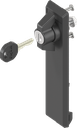 capotage avec papillon clé EK 333, polyamide noir et zamak époxy noir