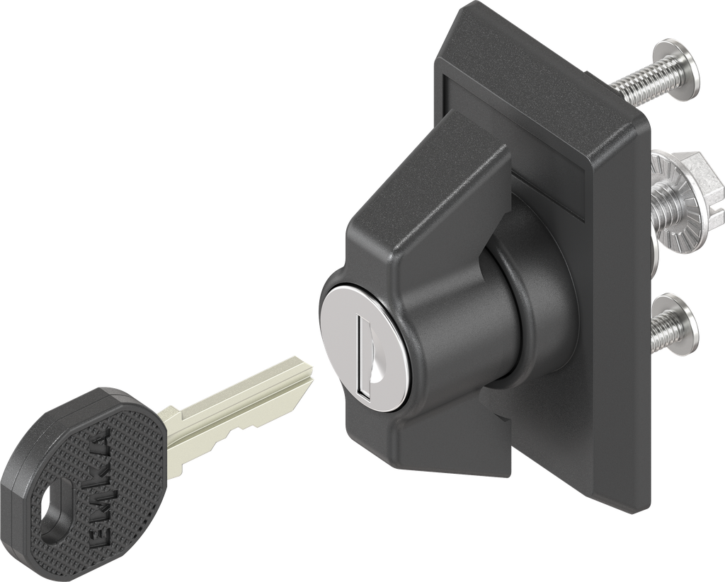 capotage avec papillon clé EK 333, polyamide noir et zamak époxy noir