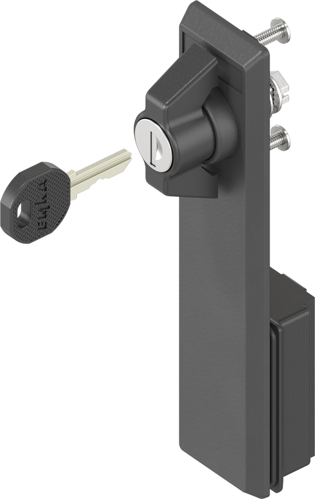 capotage avec papillon clé EK 333, polyamide noir et zamak époxy noir