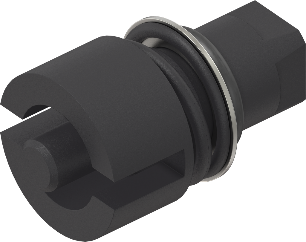 Bediening dubbelbaard 5 mm, Zamak zwart gepoedercoat