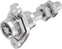Chiusura 1/4 di giro a compressione per montaggio a filo versione ferroviaria con aletta versione destra, acciaio inox AISI 316