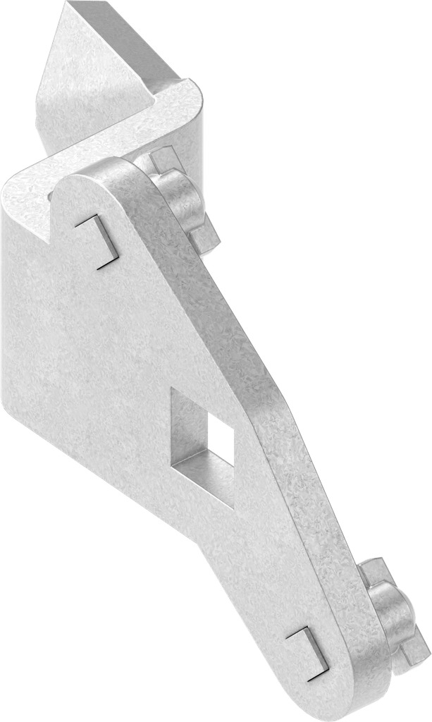 Lengüeta con conexión de varillas, derecha, acero galvanizado