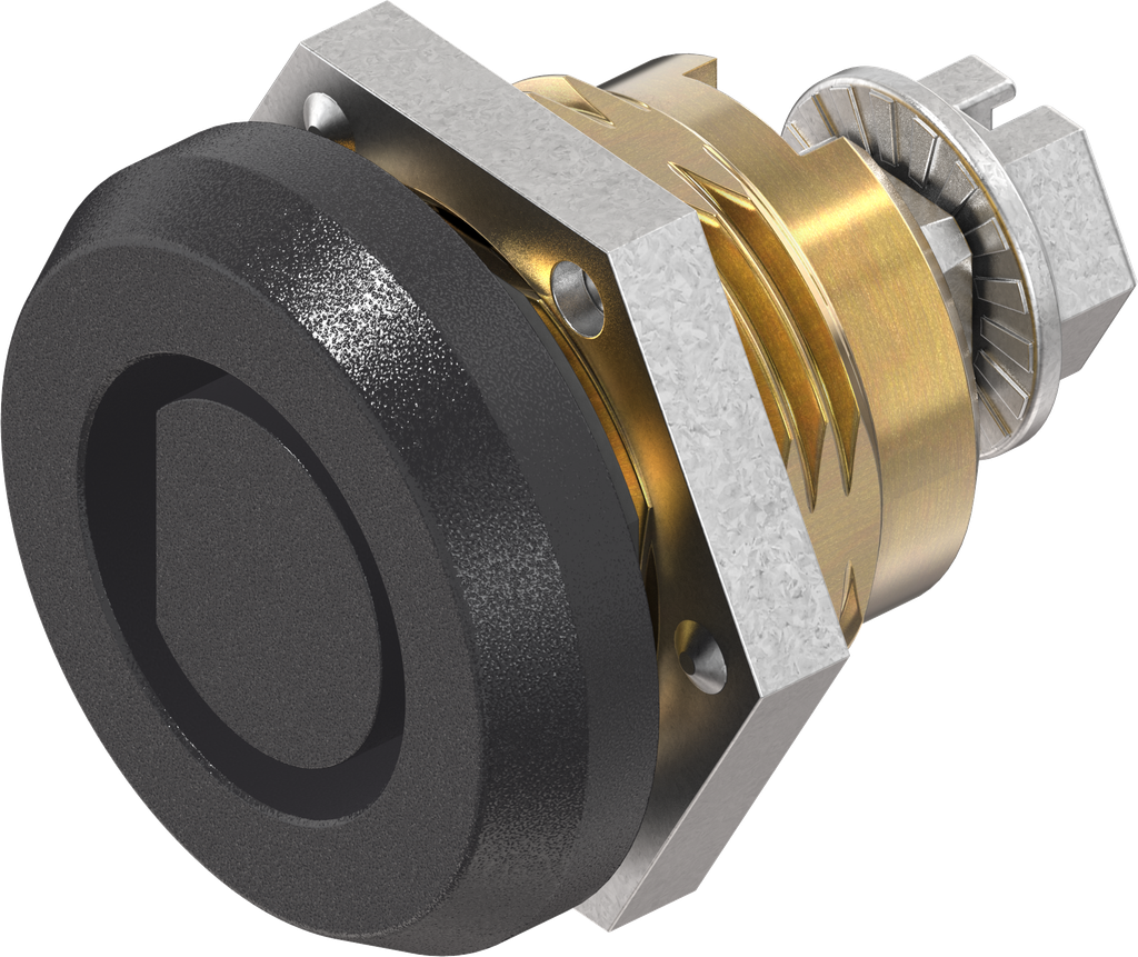 Safety quarter turn Eastern Europe Ø 13 half-round, Brass and zinc die black powder-coated